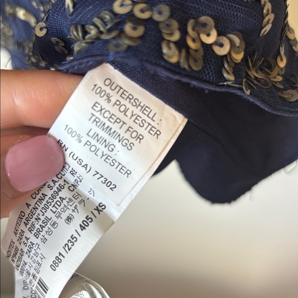 ZARA Navy Blue Long Sleeve Romper with Sequin Short XS - Picture 5 of 6